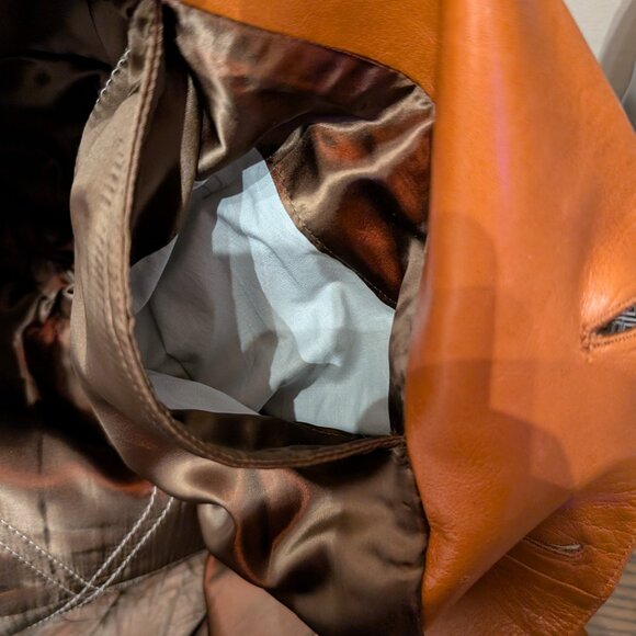 Cortefiel Vintage Brown Leather Coat Size 46 - Picture 12 of 13